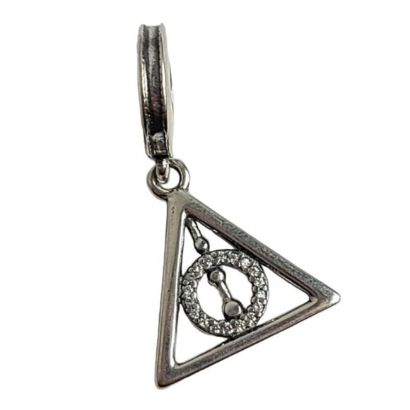 Harry Potter Charm Deathly Hallows Sorting Hat Silver Rhinestone Triangle New - Picture 5 of 6